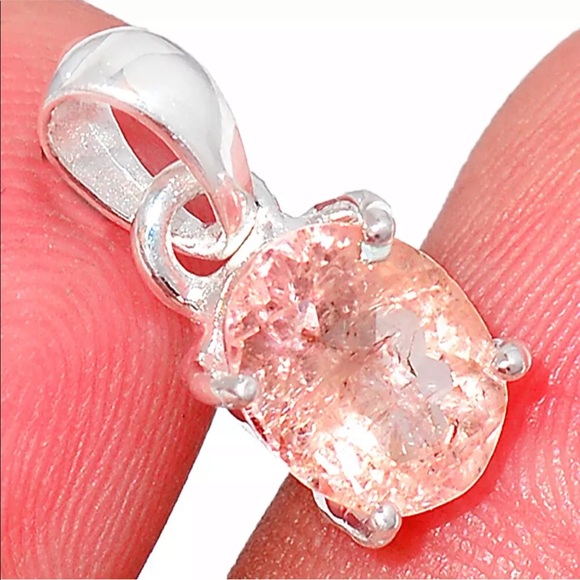 Genuine Morganite Sterling Silver pendants - Picture 5 of 6